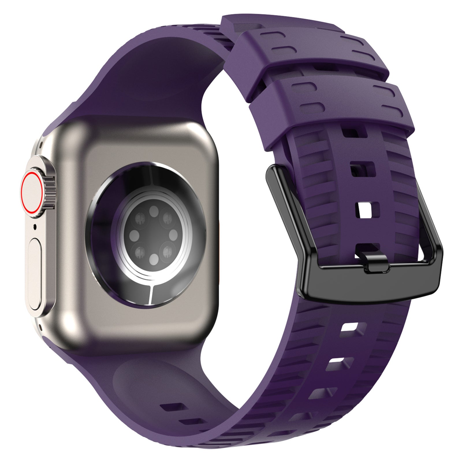 Uniqkart for Apple Watch Ultra 49mm / Series 8 7 45mm / 6 5 4 SE (2022) SE 44mm / 3 2 1 42mm Tire Textured Watchband Silicone Watch Strap - Purple Uniqkart for Apple Watch Ultra 49mm / Series 8 7 45mm / 6 5 4 SE (2022) SE 44mm / 3 2 1 42mm Tire Textured Watchband Silicone Watch Strap - Purple